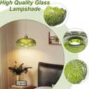 Glass Lamp Shades,Vintage Green Shade 9.4in E26 Flower Shape Replacement Lampshade for Floor, Wall, Pendant, Vanity Light 2Pcs