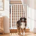 41'' Extra Tall Baby Gate for Large Dogs Pets Indoor No Jumping Over, 30-32.6'' Wide Heavy Duty Puppy Gate for Doorways, Pressure Mounted Metal Gate for Child Toddler No Tools Needed(White)