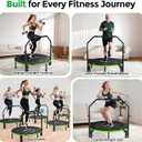 BCAN SP3 40"/48" Foldable Mini Trampoline, Rebounder Trampoline for Adults, U/T Adjustable Foam Handle, Exercise Rebounder for Adults Indoor/Garden Workout, Max Load 330lbs/440lbs-40T-Green