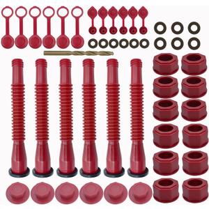 Gas Can Spout Replacement Kit, Old Style Gas Can Nozzle for Easy Installation, Flexible Pouring Nozzle Compatible with Most 1/2/5/10 Gallon Oil Cans (6 Kit-Red)