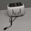 Roter Mond 4 Slice Toaster Retro Stainless Steel with Bagel Defrost Cancel Function, 6 Browning Settings, Extre Wide Slot and Removable Crumb Tray, White, ST033