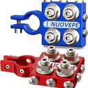 Heavy Duty Battery-Terminal-Connector: 12-Way Car Battery Terminals, Aluminum Corrosion Resistant, 8AWG up to 4/0(XL) AWG Gauge, Fits SAE/DIN/EN Top Post for Car Audio, Winch, Truck, Off-Road