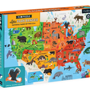 Mudpuppy National Parks Map  70 Piece Geography Puzzle with Special Shaped Pieces Featuring Famous National Parks and Animals Across The United States
