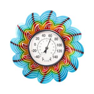 MUMTOP Outdoor Thermometers for Patio-Wall Indoor Outdoor Thermometer - Colorful Flower Outside Thermometer Decorative Temperature for Home or Garden Decor (Blue)