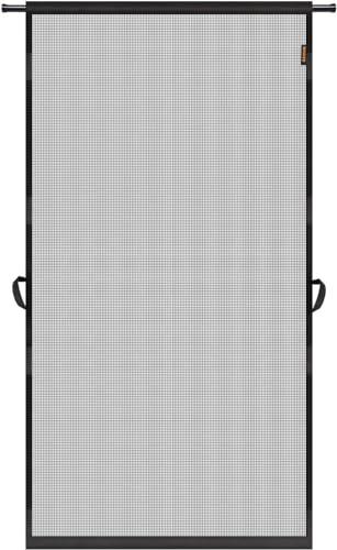 MAGZO Hanging Screen Door, Fits Door Size 36" x 98" (Curtain Size 38'' x 99''), Upgraded Fiberglass Mesh Net with Tension Rod&Hook&Loop (One Piece Can be Installed in 2 Ways), Weighted Bottom, Grey