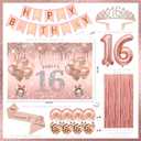 Sweet 16 Birthday Decorations for Girls, banner,Backdrop, its my 16th Birthday Sash, Sweet Rhinestone Tiara Crown,Balloons16th