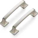 Ravinte 10 Pack Solid 3-3/4" Square Foot Arch Pulls Kitchen Cabinet Handles Brushed Nickel Pulls Silver Dresser Kitchen Cupboard Hardware Handles for Cabinets Cupboard Drawers (3-3/4 Inch Hole Center)