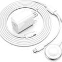 Apple Watch Charger,Upgraded 2-in-1 USB C Fast iPhone Watch [Apple MFi Certified] 6FT Magnetic Charging Cable with 15W Wall Charger Block for iWatch Series SE/8/7/6/5/4/3/2/1&iPhone 14 (white)