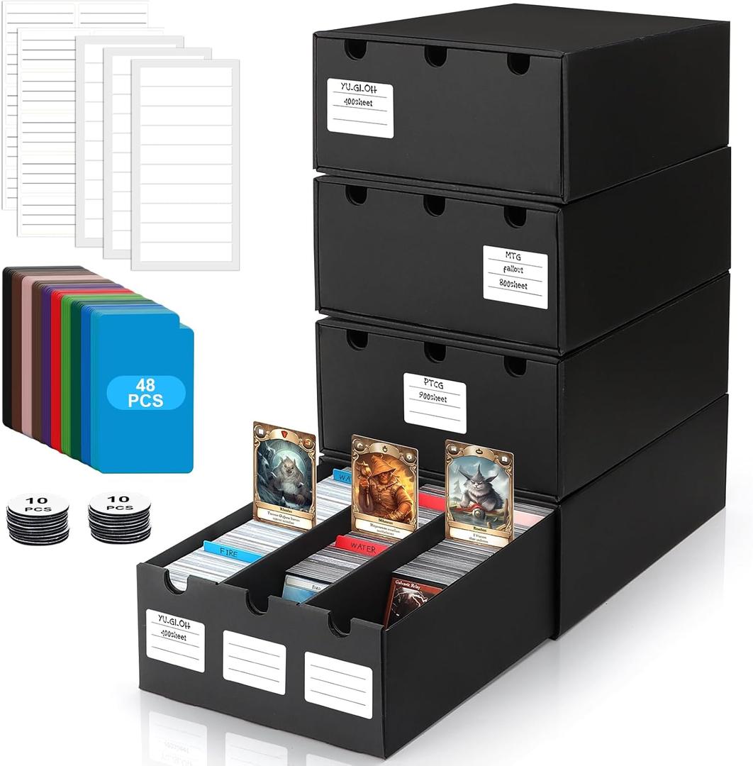 AOBOPLE Trading Card Storage Box,18000+ Cardboard Storage Box with 60 Dividers,Label&Tapes for MTG Commander,TCG,PTCG (12000+ Card Box)