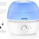 BOXING 3L Cool Mist Humidifier, Ultra Quiet 20dB for Bedroom, Baby & Office, Top Fill Air Humidifier for Home Office & Indoor Plants, 30H Runtime, Essential Oil Tray, Night Light, BPA-Free, White