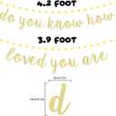 LINGTEER Do You Know How Love You Are Gold Glitter Cursive Script Bunting Banner Sweet Baby Shower Birthday Party Decoration Nursery Room Wall Sign - NO DIY REQUIRED
