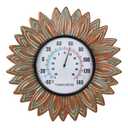 Sunflower Outdoor Thermometers, No Need Battery Indoor Themometer, 12" Metal Wall Thermometer with Large Number Easy to Read for Patio Room Decor