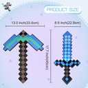 Foam Sword and Pickaxe Set Kids Role Play Toys for Halloween, Cosplay Video Game Parties
