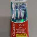 Colgate 360 Whole Mouth Toothbrush, Adult Toothbrushes Medium Bristles, Helps Remove Bad Breath Bacteria and Plaque, Medium Toothbrush Pack, Includes Cheek and Tongue Cleaner, 4 Pack
