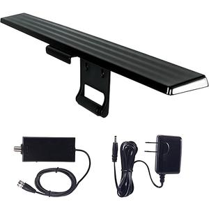 GE Amplified HD Digital TV Antenna, Long Range Smart TV Antenna, Easy Mount on Top of TV Design, Supports 4K 1080P HDTV VHF UHF, Indoor Amplified Signal Booster, 5ft Coax HDTV Cable/AC Adapter, 37075