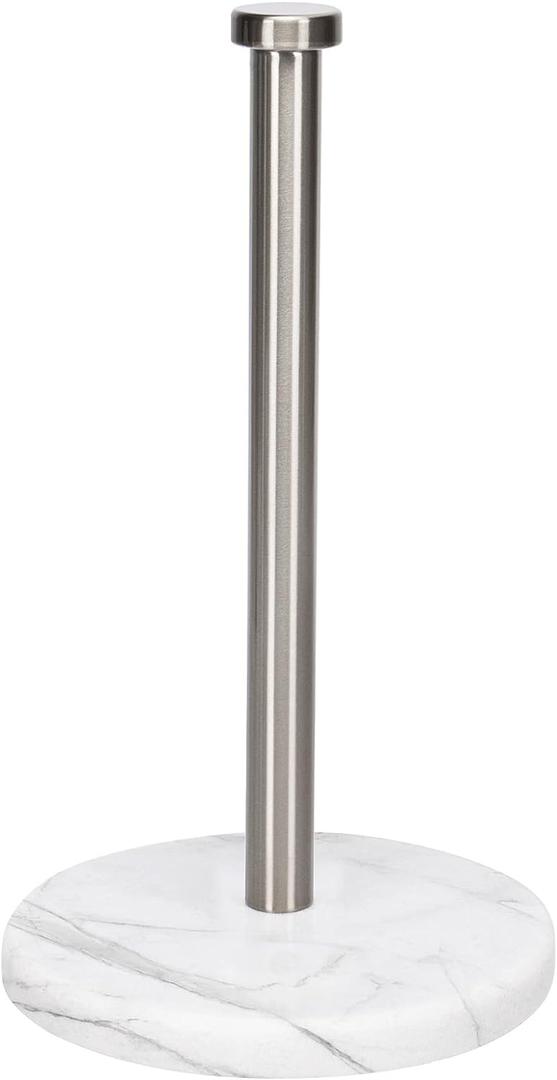 NearMoon Standing Paper Towel Holder, Kitchen Paper Towel Tissue Holder- for Bathroom Kitchen Countertop, Standard or Jumbo-Sized Roll Paper (with Marble Base, Brushed Nickel)