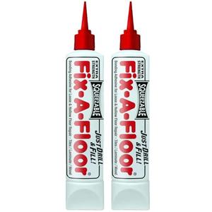 Pack of 2 - The Original Fix-A-Floor Squeezy All-in-One Repair Adhesive for Loose, Hollow, Creaky Tiles & Wood. Just Drill & Fill! Easy Squeezy! Made in The USA!