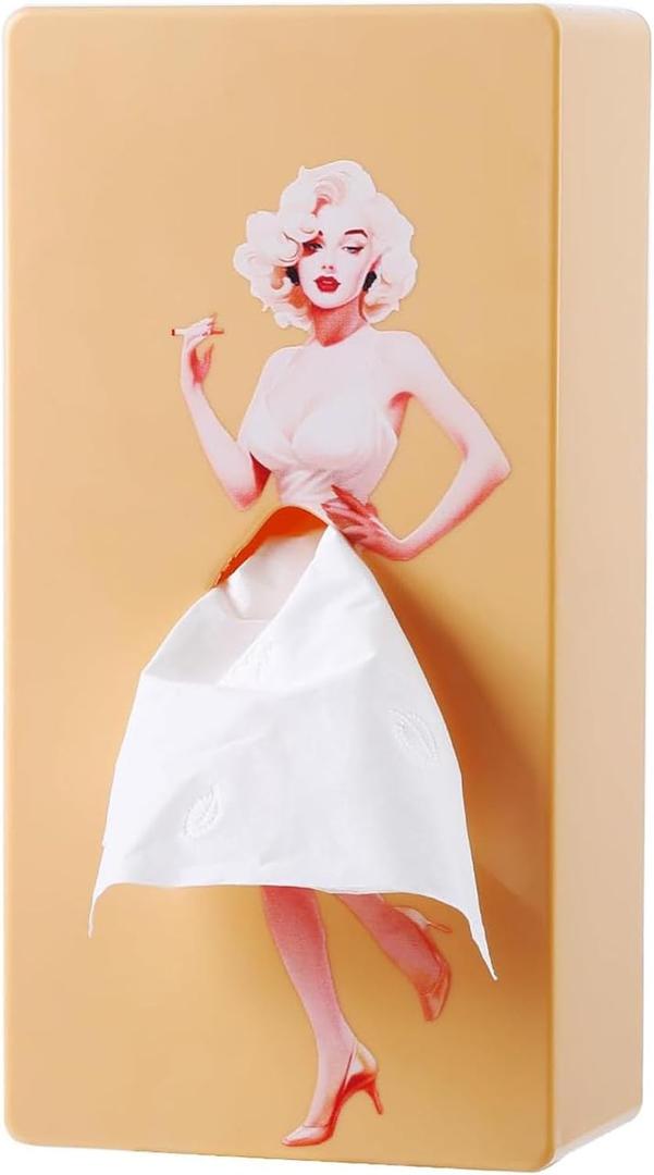 Light Beige Skirt Tissue Box Holder, Charming and Cute Tissue Box Cover Rectangle Acrylic Tissue Box, Stylish Skirt Tissue Box Holder, Decorative Tissue Cover for Bathroom Toilet Bedroom Living Room