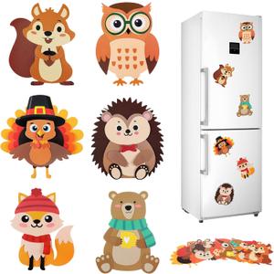 Copkim 48 Sets Fall Animals Crafts for Kids Refrigerator Magnet Craft DIY Kit Make Fun Activities Project for Toddlers Fall Autumn Harvest Classroom Home Party Favors Decor