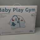 Baby Play Gyms Mat, Larger Tummy Time Mat with Pillow, Mirror & 5 Sensory Toys, Activity Mat for Babies 0-18 Months, Easy to Install & Clean