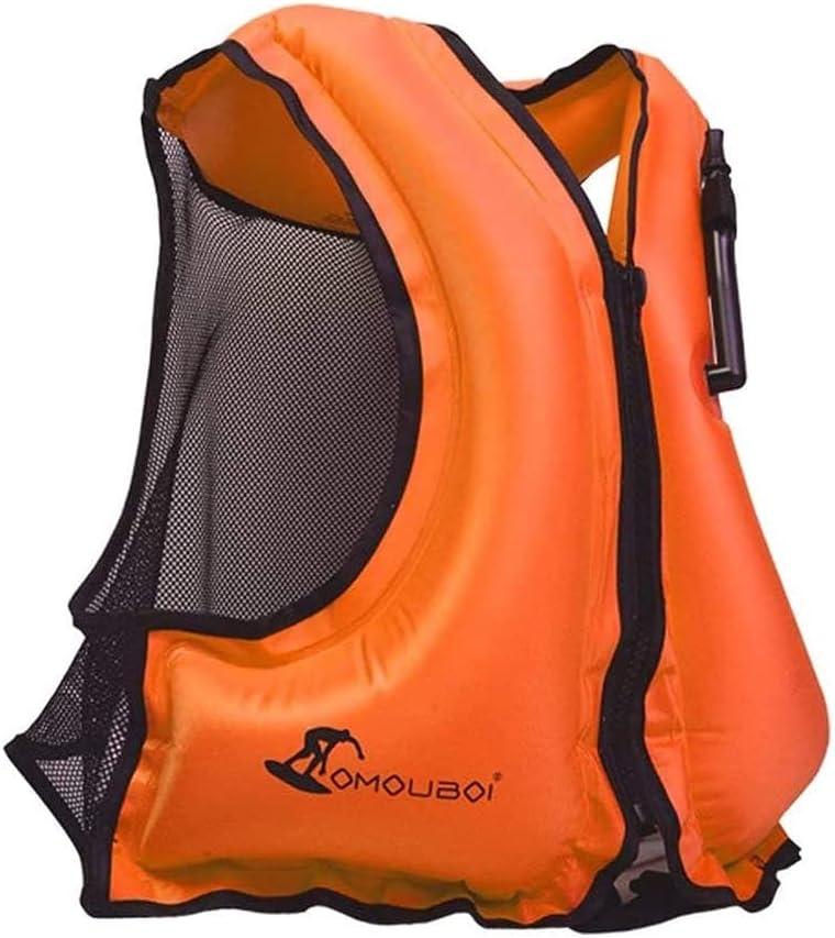 OMOUBOI Inflatable Snorkel Vest Kayak Swim Vest for Adults Snorkel Vests Inflatable Buoyancy Jacket Portable Diving Jackets Swimming Vests for Snorkeling Water Sports Beginner Adults-Only (96-220 lbs) (bright orange)