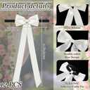 Mindsoft 12 Pcs Ivory Bows Wedding Aisle Decorations 3.94 x 11.8 inch Satin Bows for Chairs Decorative with Nylon Self-Adhesive Tape for Pew Back Elegant Ribbons for Wedding Background Aisle Decor