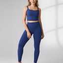 UNISSU Hugcurve No Front Seam High Waisted Workout Leggings for Women Buttery Soft Yoga Pants Gym Athletic Tights - 25'' (Blue)