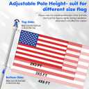 Anovo Flag Pole Kit- Stainless Steel 6 FT Flag Poles with1 Inch Metal 360 Rotating Flag Pole Rings Clip, Two-Position Flag Pole Holder Brackets Mounting for Outside House Outdoor Porch (6 FT-Sliver)