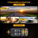 3 Channel 9.66'' WiFi Mirror Dash Cam with Front and Rear Camera IPS Touch Screen,Triple Rear View Mirror Camera with App Recording,64GB TF Card,Loop Recording,Night Vision, G-Sensor Parking Monitor