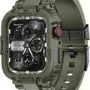 amBand Bands Compatible with Apple Watch 9/8/7 45mm, M1 Sport Series Rugged Case Protective Cover for iWatch 6/SE (3/2/1)/5/4/3 44mm 42mm Men Green