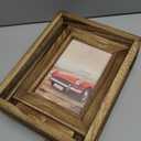 Emfogo 4x6 Picture Frame Rustic Wood Hinged Folding Triple Picture Frames Collage, Double-Sided Display Rotatable High Definition Glass Photo Frame for Home TableTop(Carbonized Black)