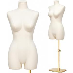 Female Mannequin Dress Form Torso - Fashion Half Body Sewing Mannequin with Adjustable Stand for Clothing Display, Wedding Dress, Boutique & Retail, Maniqui para Ropa, White, 32-24.4-33.5 inches