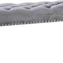 Roundhill Furniture Decor Maxem Tufted Fabric Upholstered Seat with Nailhead Trim Bench, Gray (Grey)