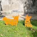 2PCS Rusty Corgi Decorative Garden Stakes, Metal Dog Yard Decor, Corgi Lover Gifts for Women Mom Grandma Wife, Metal Dog Statues Garden Sculptures and Yard Art, Patio, Lawn Ornaments