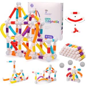 Sisxmif Extendable Magnet Toys for Boys & Girls Montessori Toys for Toddlers STEM Magnetic Building Blocks 45PCS Education Building Block Set Christmas Birthday Gifts for Kids