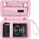 Canboc Camera Case for Canon PowerShot G7 X Mark III/ G7X Mark II Digital 4K Vlogging Camera, Point and Shoot 4K Video Camera Bag, Zipper Mesh Pocket fits USB Cable, Batteries, Pink