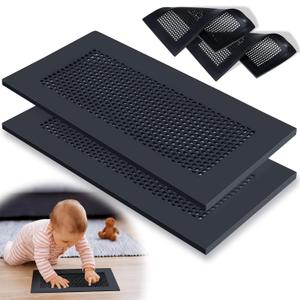 Orzbow Baby Proofing Soft Silicone Vent Cover for Home Wall/Ceiling/Floor Register of Width 5.3" to 5.9", Length 11.3" to 11.9", Child Proof Floor Air Vent Deflector Cover, Easy Install, Black, 2 Pack