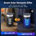 Solar Bug Zapper Outdoor, Portable Electric Mosquito Killer with Panel Sensor, Rechargeable Insect Trap with LED Night Light and Flame Effect, Ideal for Outside Patio, Backyard, and Camping (1 Pack)