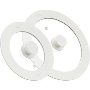 CAROTE 2 PCS Universal Silicone Lid for Pots, Pans and Skillets, Pot Lid fit 6", 7" 8" & 9.5", 10", 11" Diameter Cookware, Pan Cover With Heat Resistant Silicone Rim and Tempered Glass, White