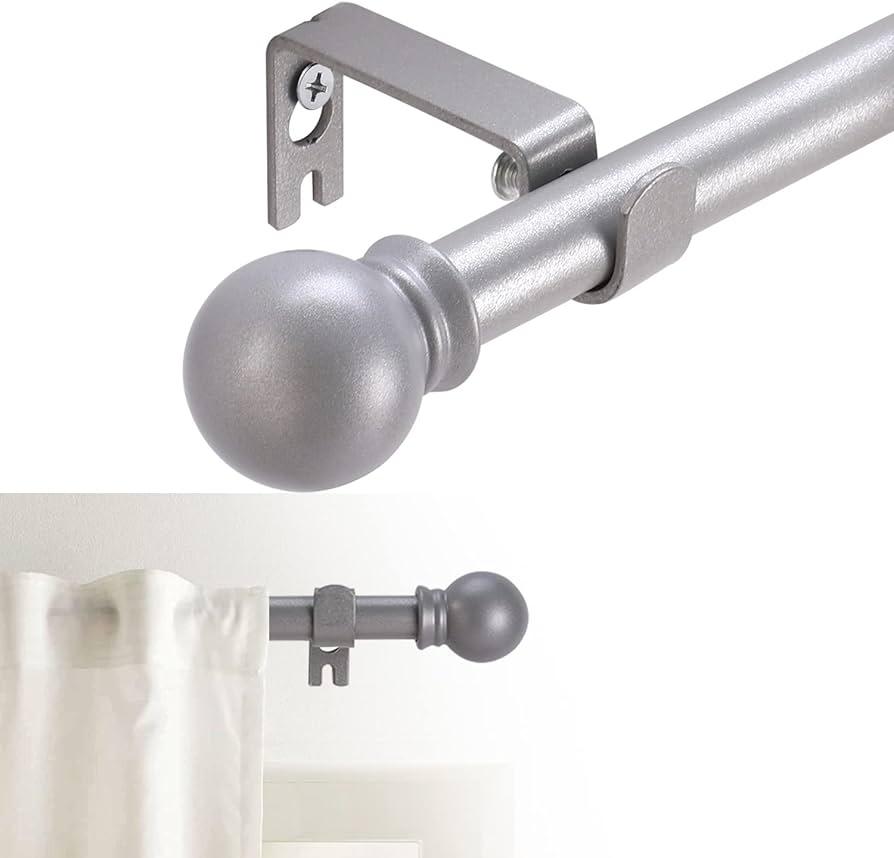 Curtain Rods for windows 32-48 inch, 5/8 inch Decorative Silver Splicing Heavy Duty Metal Curtain Rod set with Brackets