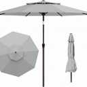 Tobeos 10 FT Outdoor Patio Umbrella, 2 Tiers Market Table Umbrella with 8 Sturdy Ribs, Push Button Tilt and Crank, UPF50+ UV Protection for Deck, Pool, Garden and Backyard, Light Gray