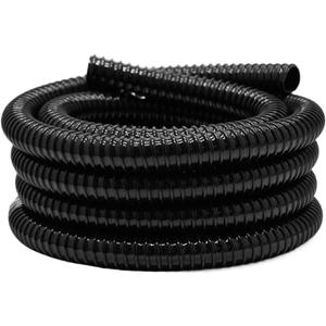 0.75 Inch Pond Tubing, 3/4" ID Corrugated Water Pipe, 20 Feet Length Flexible PVC Hose Pipe with Pipe Fittings, Aquarium, Pond Waterfall, Garden Pond Pump Drainage Tube Black