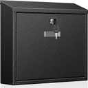 Uniclife Wall Mount Mailbox for Outside, Large Locking Mailbox with Key Lock, Security Mail Box, Postbox for House, Safe Key Drop Case, Steel Cash Drop Case for Home Office School, Black