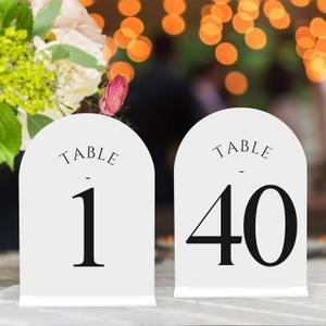 40 Pack Acrylic Table Numbers 1-40 - 5" x 7" Wedding Table Numbers for Reception, Party, Anniversary, Event (White Black Font)