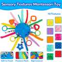 Teytoy Sensory Toy, Texture Toys for Babies with Rattle, Autism Sensory Toys Jellyfish Shape Tactile Sensory Toys with 10 Textures, Baby Sensory Toys for 0-3-6-18 Months Soft Baby Toys with Teethers