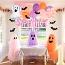 JeVenis Groovy Halloween 1st Birthday Party Decorations Spooky One Balloons Banner Ghost Balloons for Daisy Boho Halloween Spooky One Birthday Supplies (Orange1)
