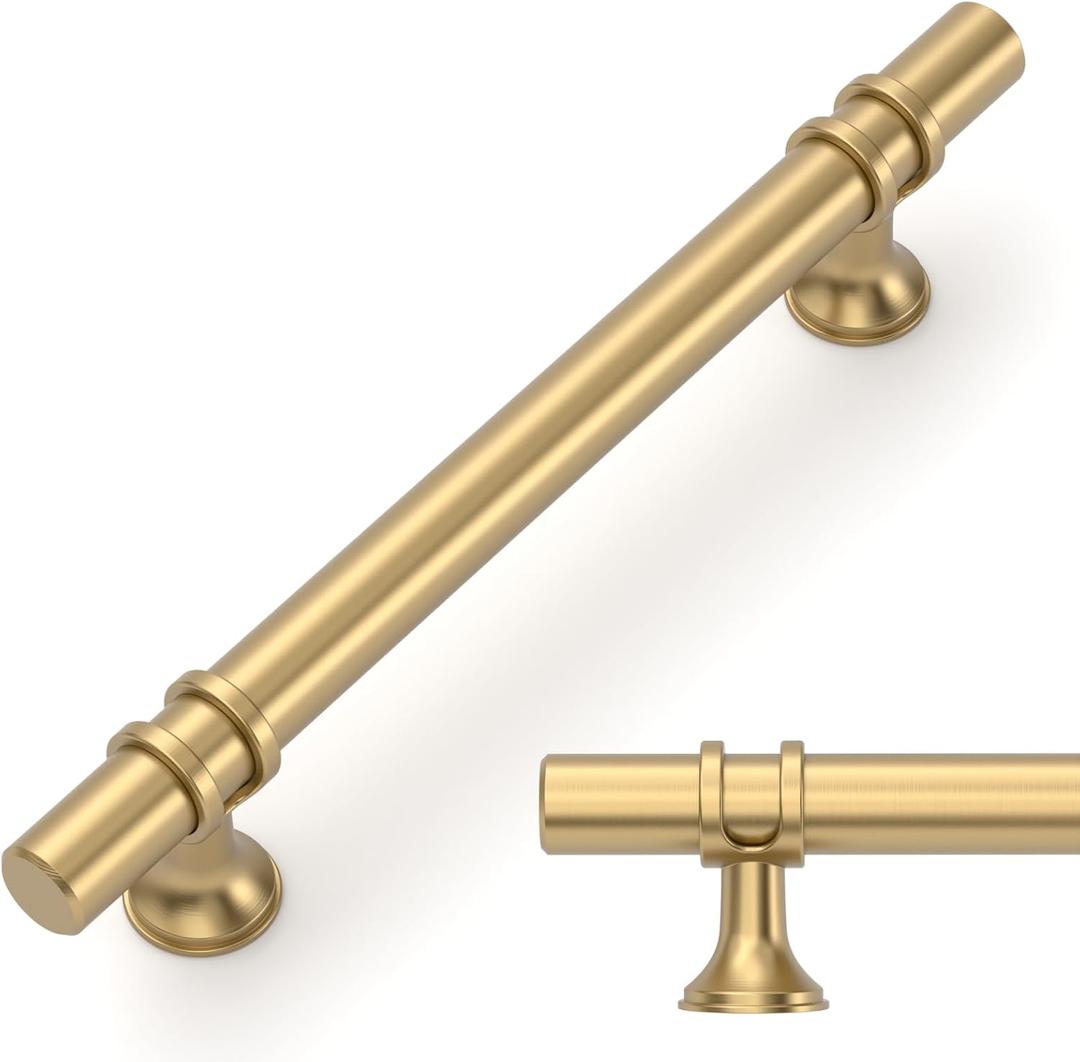 Amerdeco 10 Pack Champagne Bronze Cabinet Pulls 5 Inch(128MM) Hole Centers Kitchen Cabinet Handles Cabinets Hardware Drawer Pulls ZH0050 (5"/128MM Hole Center)
