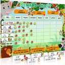Luigi's Large Safari Animal Magnetic Star/Reward Chart for Kids: Encourages Good Behaviour and Customisable with Choice of Magnets and Dry Erase Feature