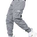 HOTake Men's Casual Cargo Pants Elastic Waist Drawstring Tapered Pants for Men Joggers Hiking Pants with Multi Pockets (Large, A1-medium Gray)