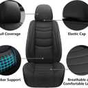 NS YOLO Faux Leather Car Seat Covers Front Pair,Universal Fit for Most Cars,SUVs and Sedans,Waterproof Luxury Leatherette Cushions, 2 Seats Protectors,Black